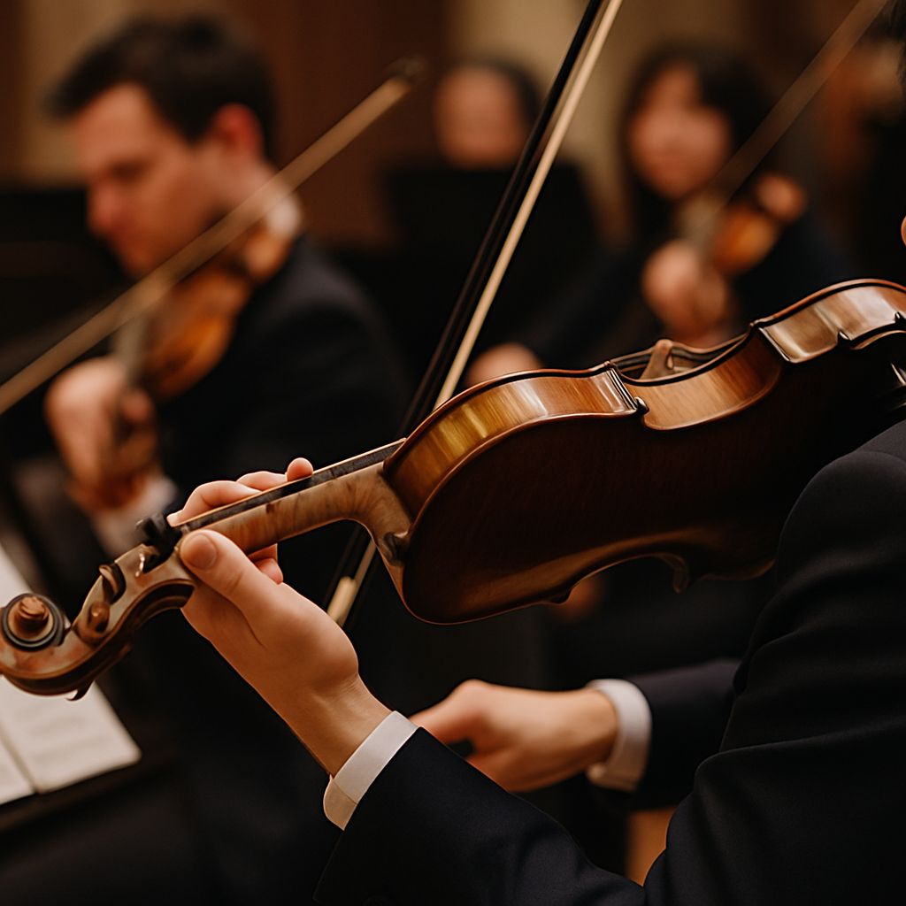 second violin resting beside a music stand