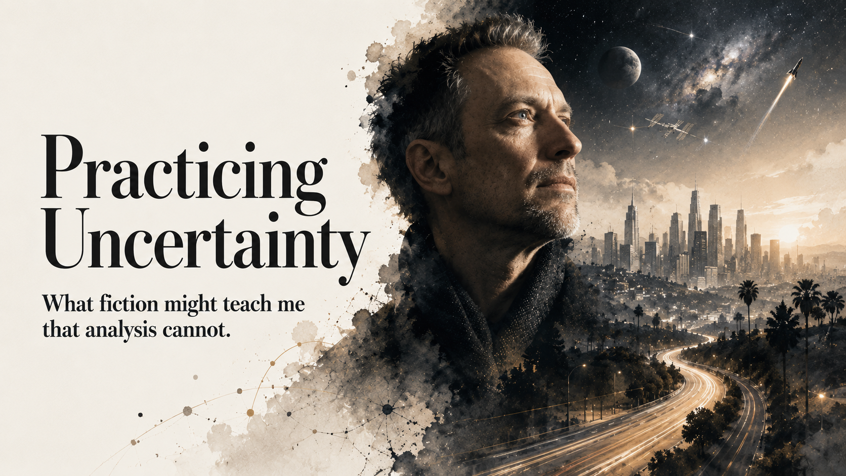 Abstract editorial illustration inspired by uncertainty, observation, and storytelling.