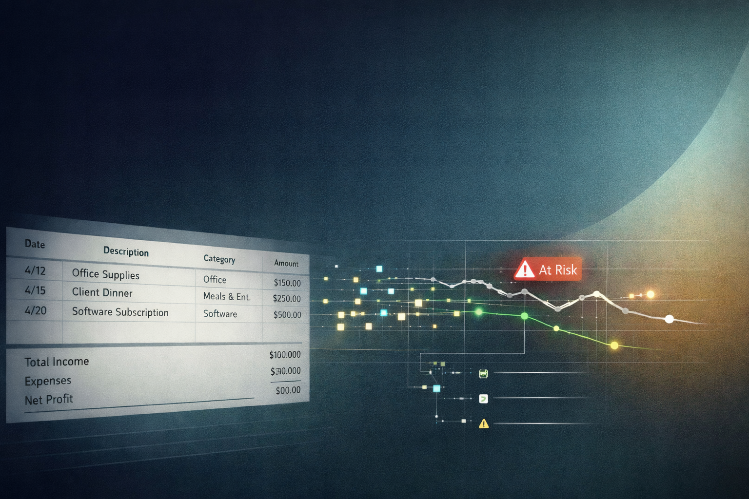 Abstract transition from financial records to forward-looking decision signals