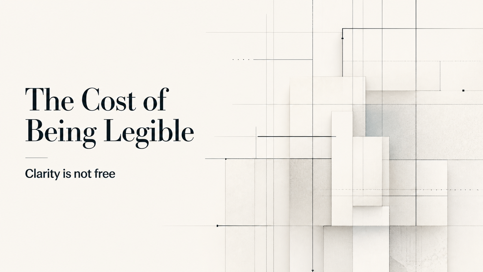abstract forms resolving into structured lines on a soft neutral background