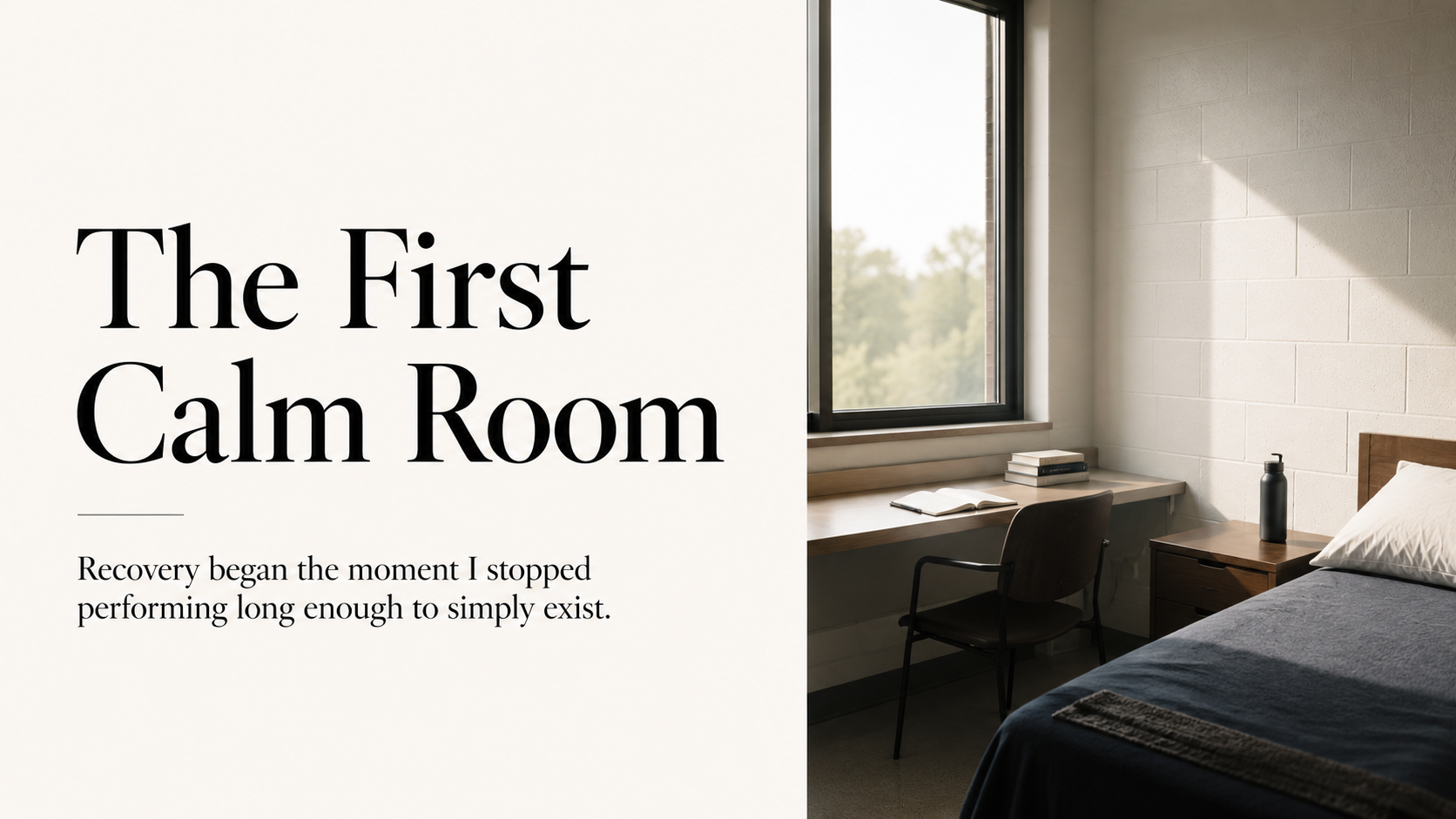 A quiet, minimally furnished room lit by soft morning light.