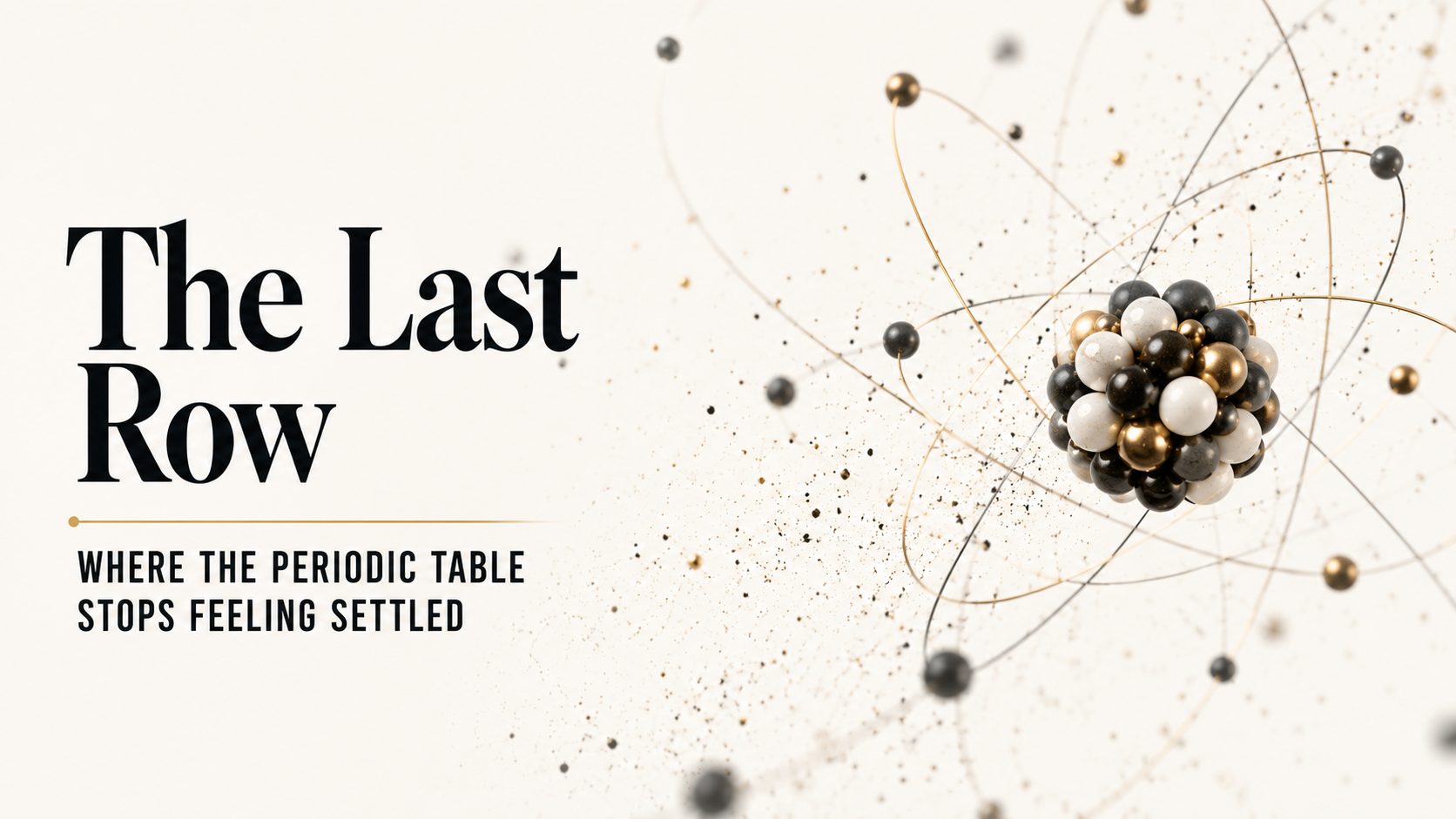 An abstract interpretation of the far edge of the periodic table fading into uncertainty.