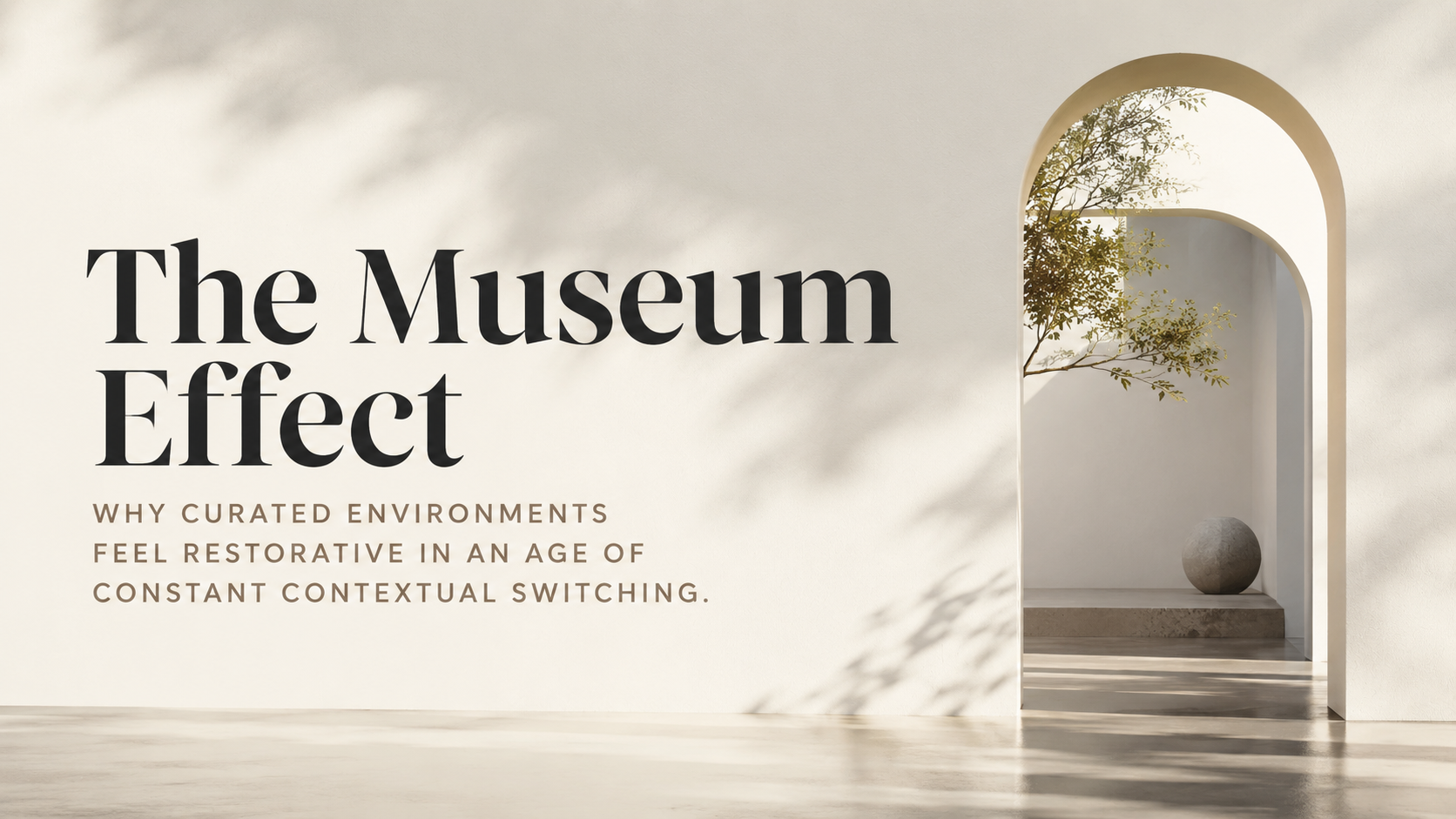 An atmospheric, carefully curated public environment with controlled lighting and architectural continuity.