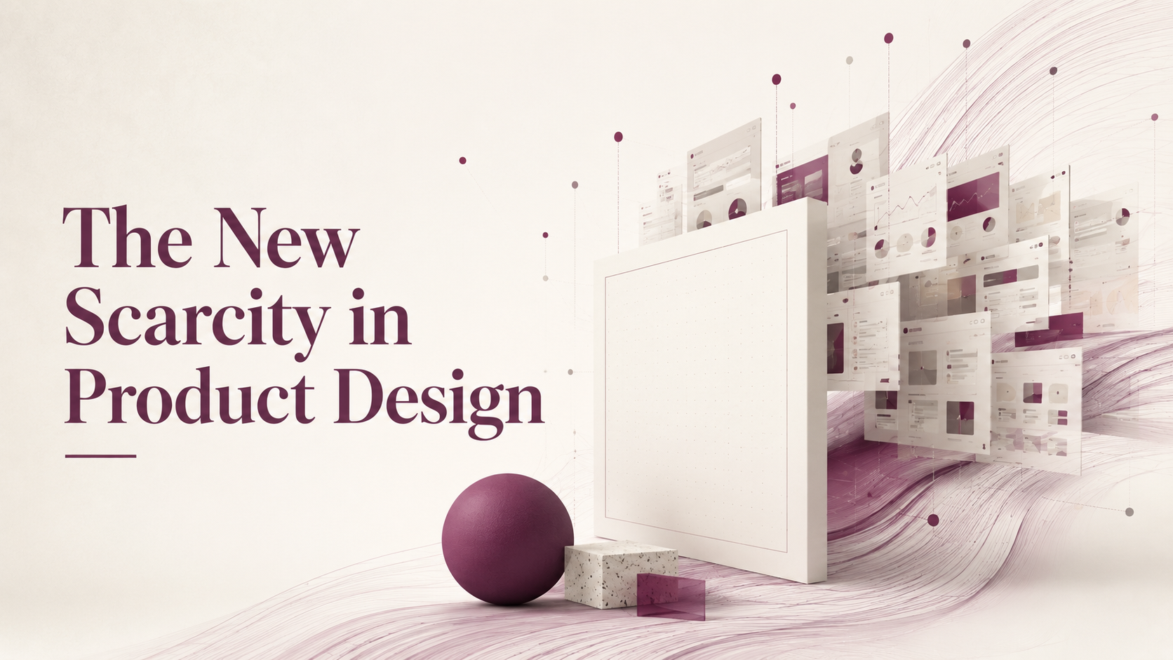 Abstract design canvas with multiple interface directions emerging from a quiet grid